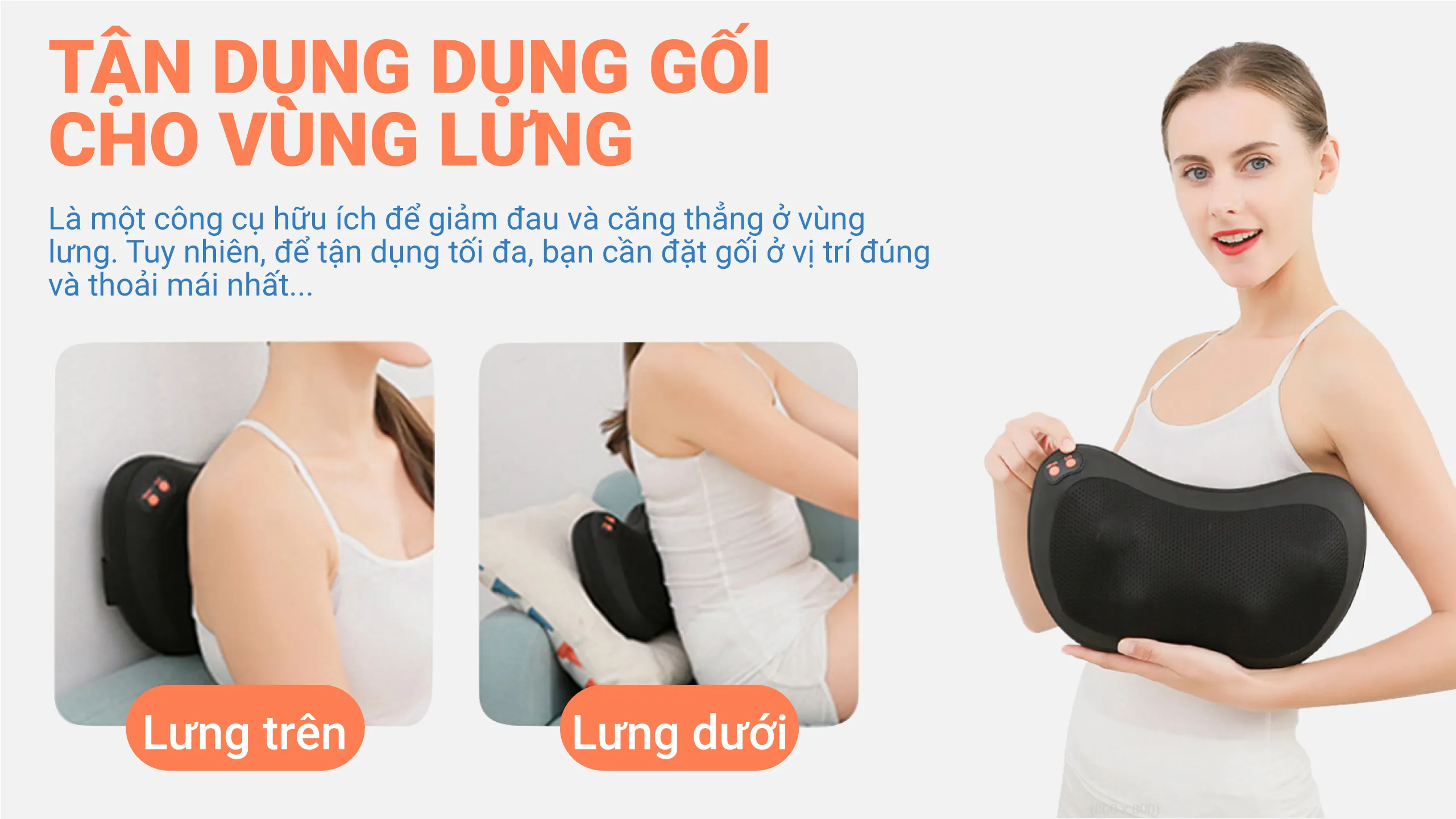 Tận dụng dụng gối massage cho vùng lưng