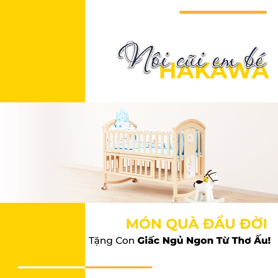 Nôi cũ em bé Hakawa mòn quà đầu đời tặng con giấc ngủ ngon