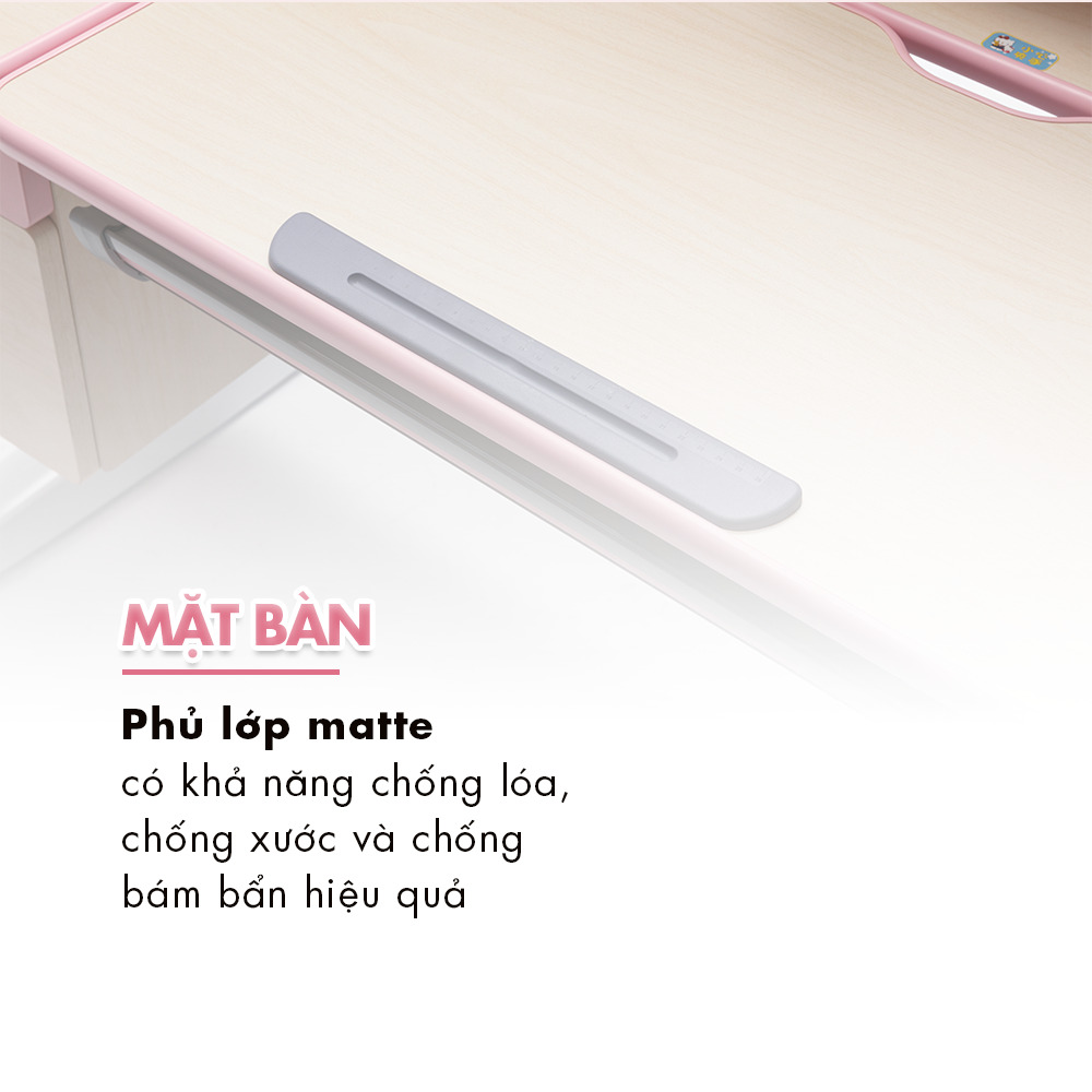 Mặt bàn được phủ lớp matte có khả năng chống loá mắt, chống xước và chống bám bẩn hiệu quả