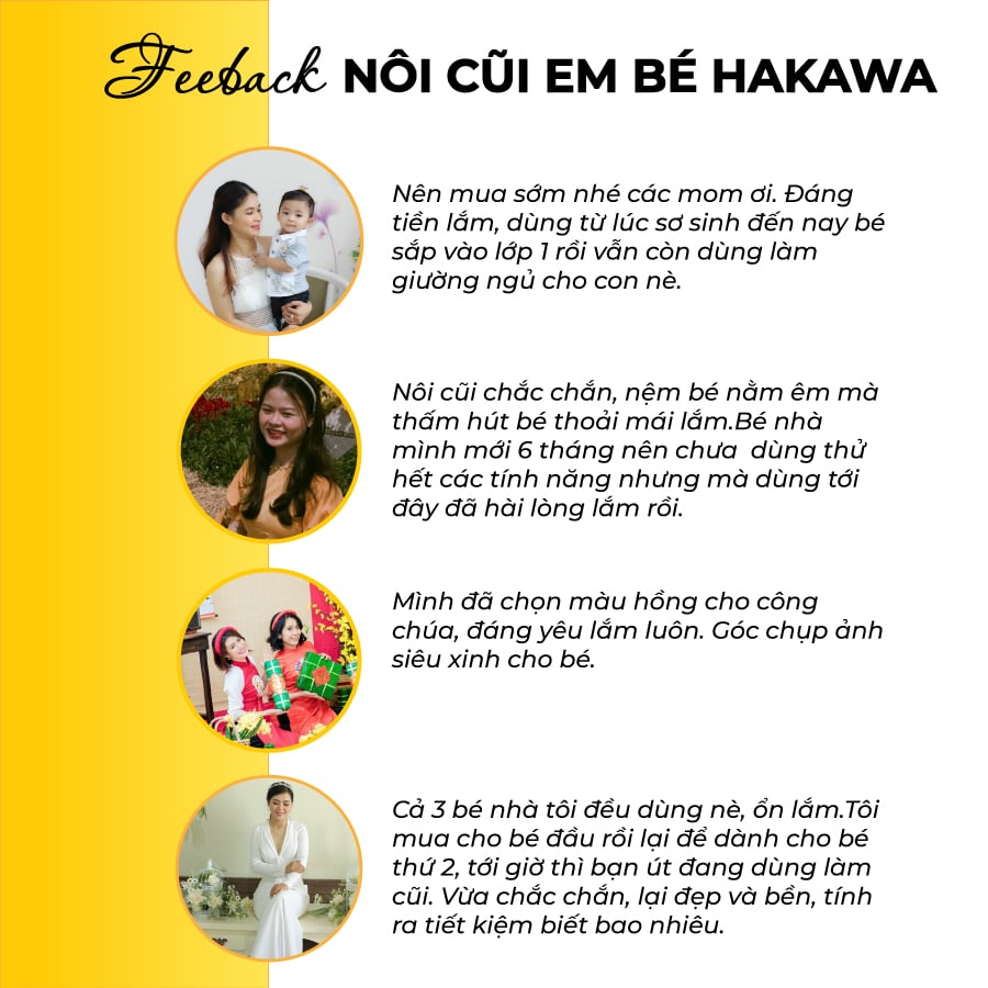 Một số feedback của khách hàng sau khi đã sử dụng nôi cũi em bé Hakawa