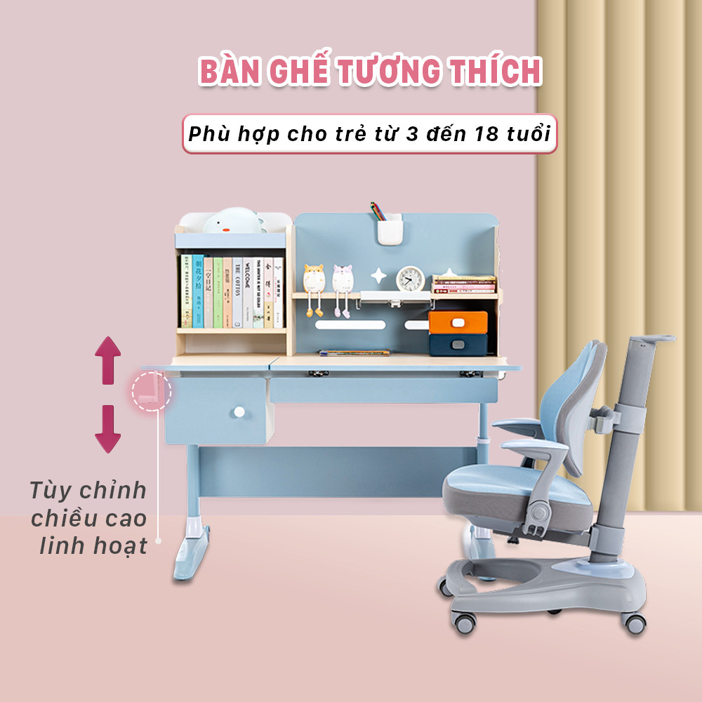 Bàn học cao cấp HAKAWA HK-BH08 tuỳ chỉnh chiều cao linh hoạt phù hợp cho trẻ từ 3 đến 18 tuổi