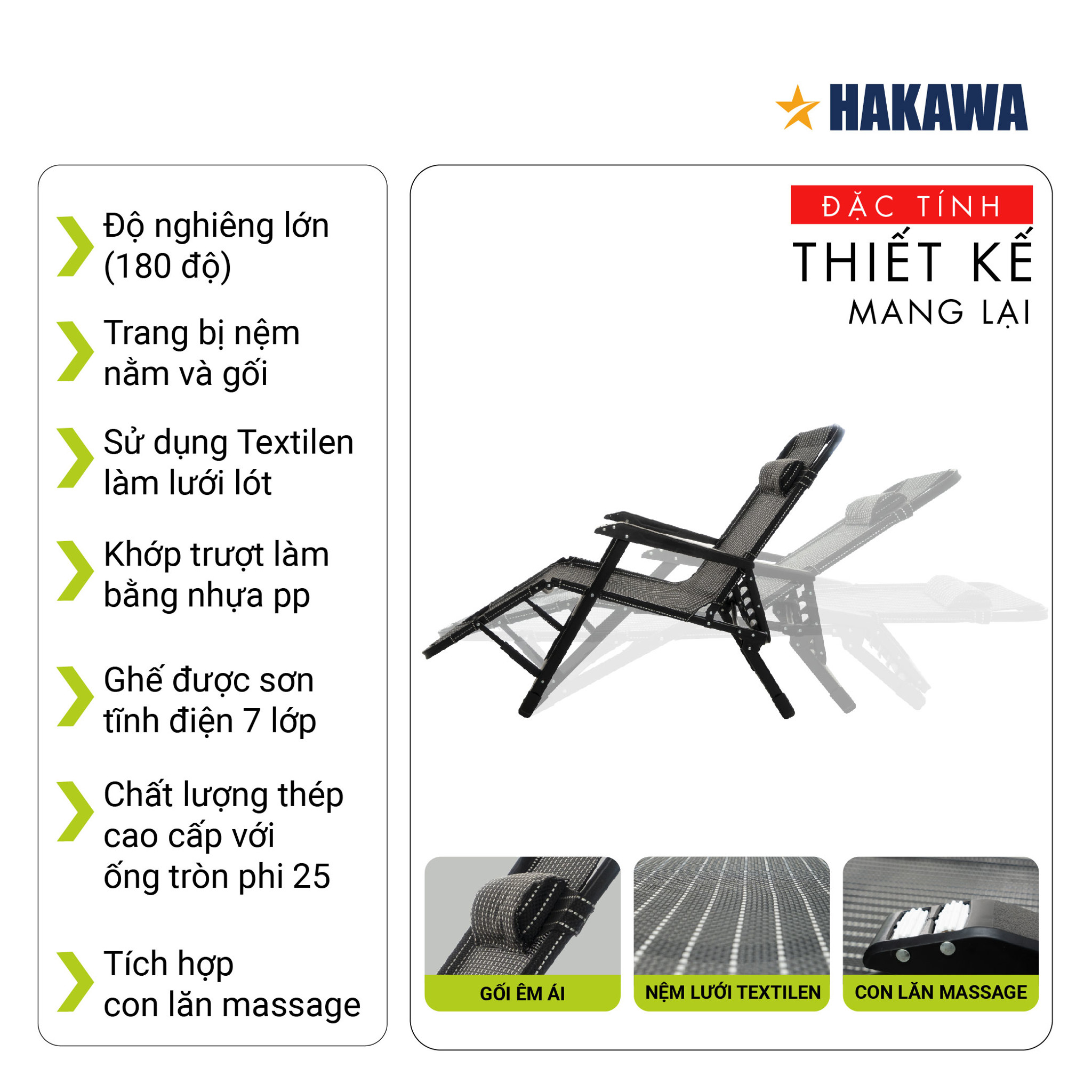 Nhiều đặc tính thiết kế ưu Việt chỉ có ở giường xếp HAKAWA