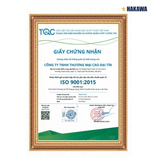 Sản phẩm chính hãng đạt tiêu chuẩn quốc tế ISO 9001-2015