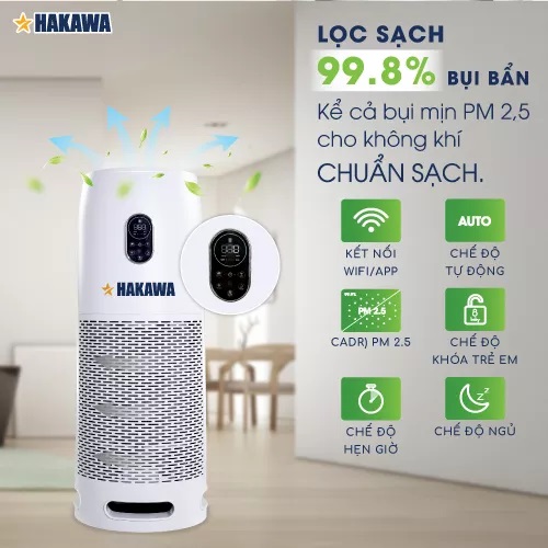 Máy lọc không khí Hakawa K4 lọc sạch bụi mịn đạt hiệu suất 99.8%