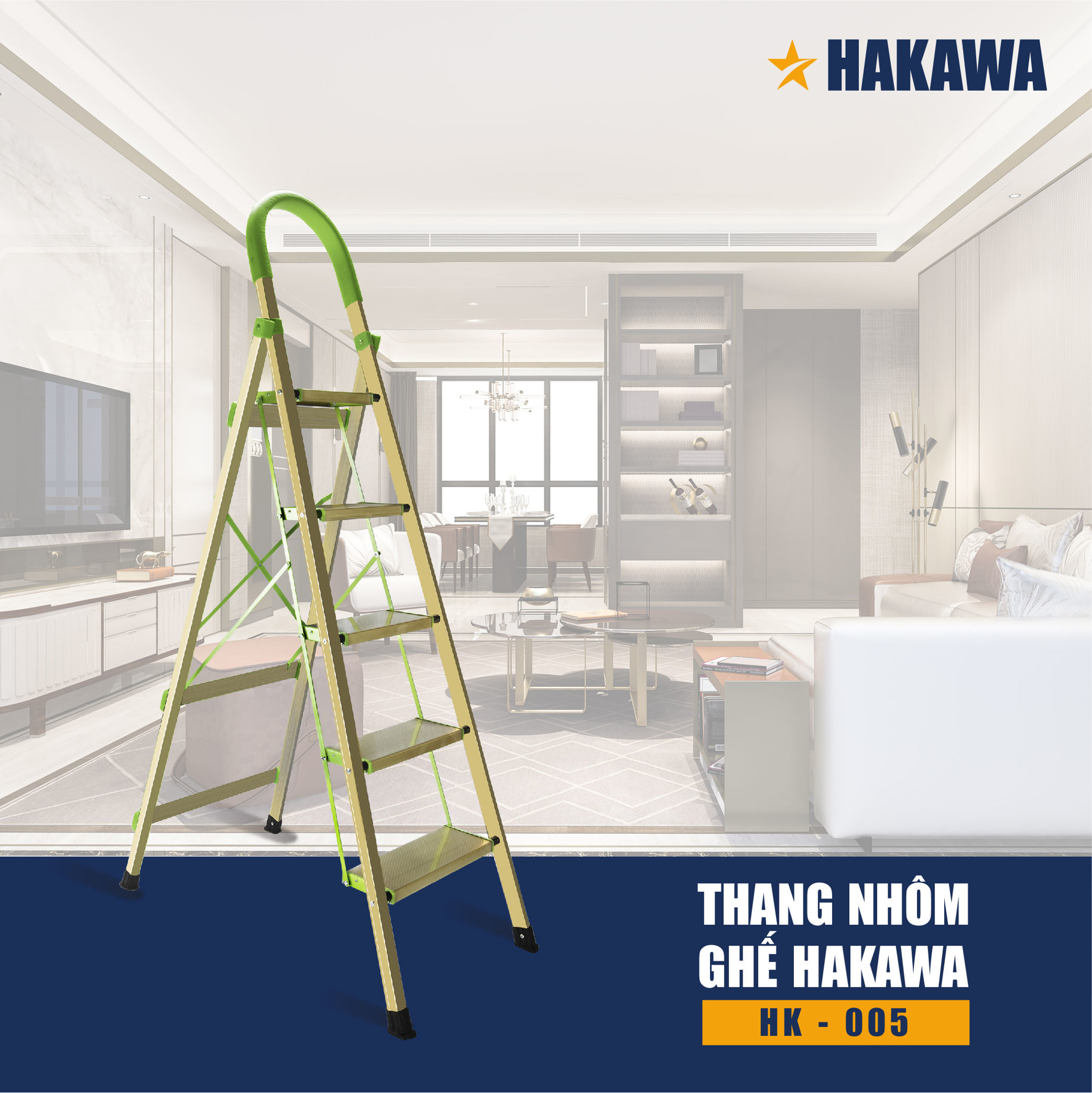 Thang nhôm ghế 5 bậc HAKAWA HK-005