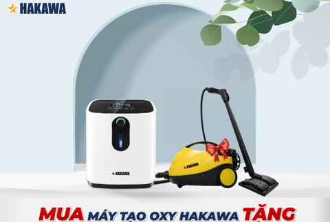 máy oxy HAKAWA được cả máy vệ sinh hơi nước gần 3 triệu đồng