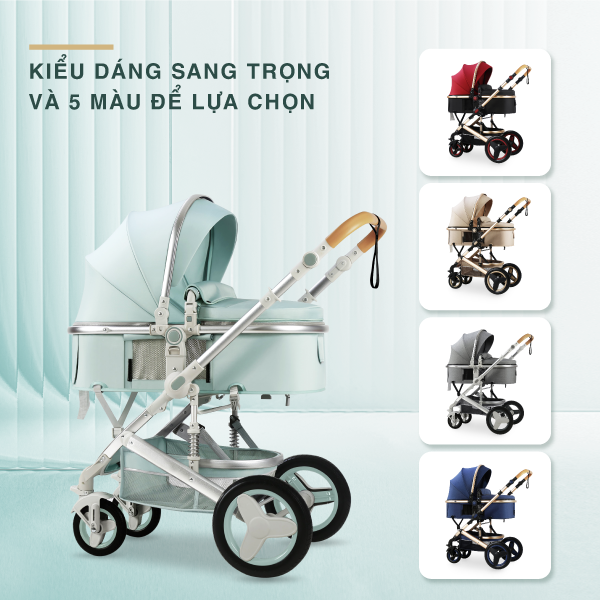 Xe đẩy em bé Hakawa được thiết kế với 5 mẫu màu sắc khác nhau, kiểu dáng sang trọng giúp khách hàng dễ lựa chọn