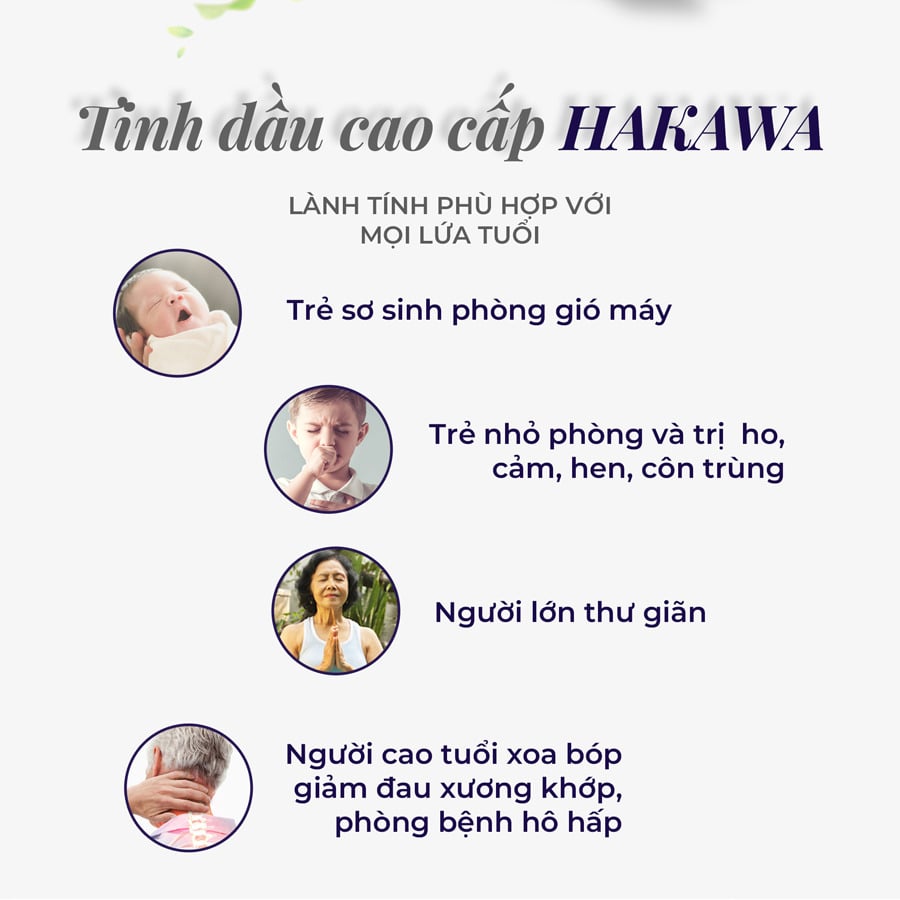 Tinh dầu tràm Hakawa lành tính phù hợp với mọi lứa tuổi