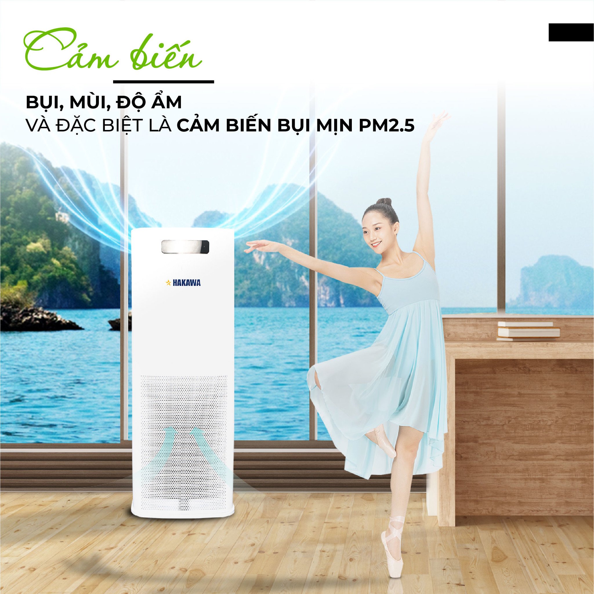 Cảm biến máy K3 phát hiện và cảnh bảo chính xác bụi, mùi, độ ẩm và đặc biệt là cảm biến mụi mịn PM2.5